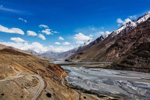 Travel Himalayas background, Spiti Valley in Himalayas. Himachal Pradesh, India, Asia