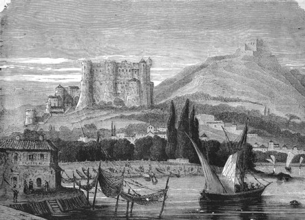 The Fort of La Spezia in Liguria in 1869, Italy, Historic, digitally restored reproduction of an