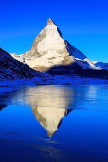 Matterhorn and mountain lake, Valais, Switzerland, Europe