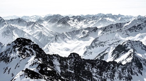 Peaks and mountains in winter, Sellraintal, Stubai Alps, Kühtai, Tyrol, Austria, Europe