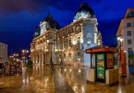 City Hall in the Palacio Consistorial, blue hour, Cartagena, Region of Murcia, Spain, Europe