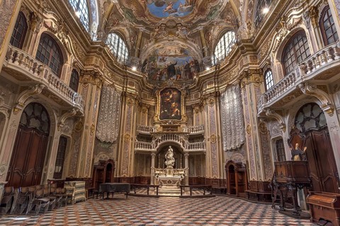Interior of the church of San Filippo Neri, built in 1749, Via Lomellini, Genoa, Italy, Europe
