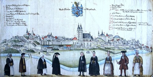 The traditional traditional costume in Plauen in the 18th century, Saxony, Germany, Historical,