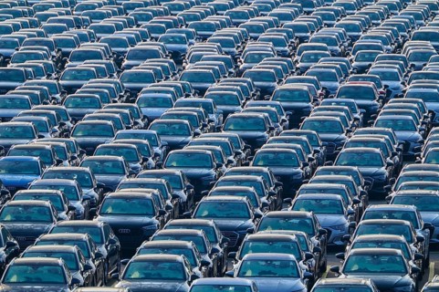 Large number of cars on assembly point, Brand Audi, Germany, Europe