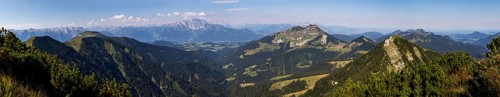 Panoramic view, mountain landscape, view from the summit of Gruberhorn to Regenspitz and