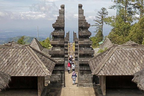 Candi Ceto Temple, fifteenth-century Javanese-Hindu temple on the western slope of Mount Lawu,
