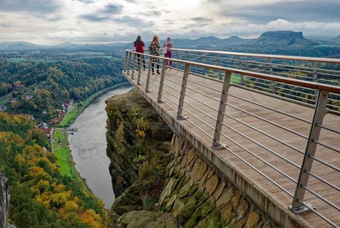 The New Bastei View, Rock Formation Bastei, Lohmen, Saxon Switzerland, Elbe Sandstone Mountains,