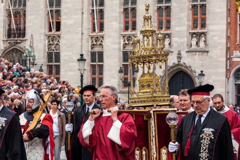 BRUGES, BELGIUM, MAY 17: Annual Procession of the Holy Blood on Ascension Day. Locals perform an