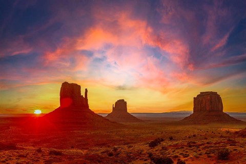 Monument Valley National Park at the Visitor Center at Orange Sunrise, Utah. United States