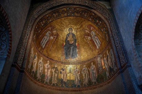 Ceiling mosaic over the left altar of the Cathedral of San Giusto, Trieste, Friuli Venezia Giulia