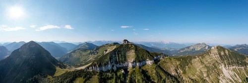 Drone shot, panoramic shotMountain landscape, Gennerhorn Gruberhorn and Regenspitz,