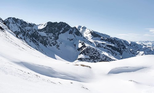Peaks and mountains in winter, Sellraintal, Stubai Alps, Kühtai, Tyrol, Austria, Europe