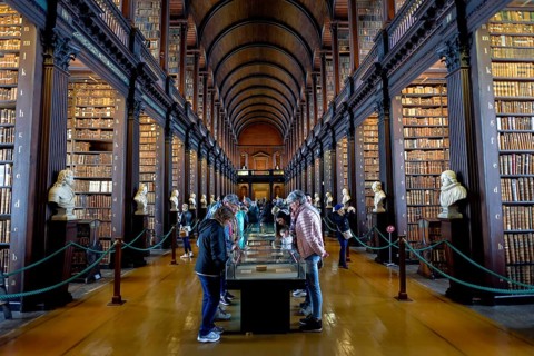 Long Room, the old library of Trinity College, University, Dublin, Republic of Ireland