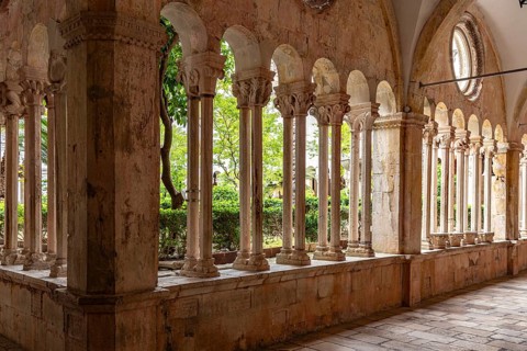 The cloister of the Franciscan monastery in Dubrovnik, Croatia, Europe