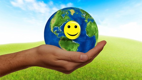 Symbolic image, smiley face for Europe, world, Germany, Bundestag, new government 2025, sign with a