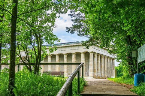View of the Walhalla Hall of Fame from the north-east, in Donaustauf on the Danube near Regensburg,
