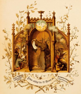 In 1517, Luther personally posted the 95 theses on the door of the castle church in Wittenberg,