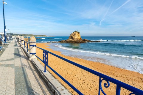 Playa Camello in Santander without people on a spring afternoon, Cantabria, Spain. Next to the