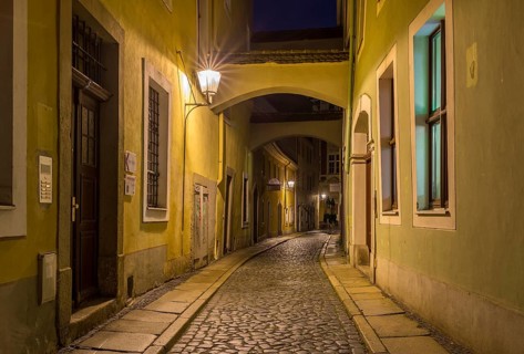 Schwarze Straße by night, Görlitz, Saxony, Germany, Europe