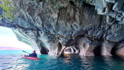 Capillas de Marmol in Lago General Carrera in Patagonia on the Carretera austral, Patagonia, Chile,