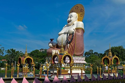 Laughing Buddha, Buddhist temple Wat Plai Laem, Koh Samui, Thailand, Asia