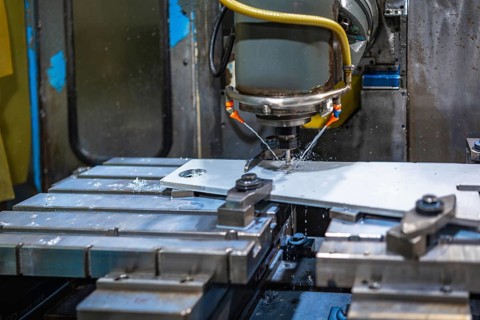Close-up of CNC Milling Machine in a factory working with no people