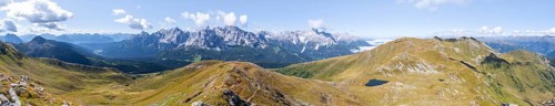 Alpine panorama, Carnic High Trail, view from the Carnic main ridge to the Sesto Dolomites, Carnic