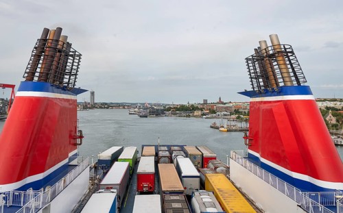 Large Stenaline car ferry leaves harbour, Eriksberg, Gothenburg, Sweden, Europe