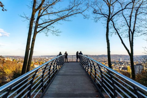 The Nordpark in Wuppertal, Skywalk viewing platform, view over the districts of Barmen and