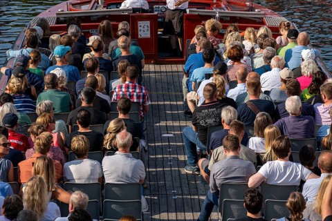 Harbour cruise in an open canal cruise boat, Copenhagen, Denmark, Europe