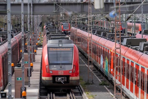 Local trains, suburban trains, waiting for the next service, in a railway depot at the main station