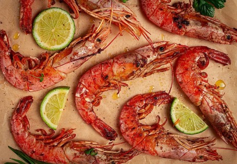 Fried Langoustines, Australian, lime and herbs, spices, homemade, no people