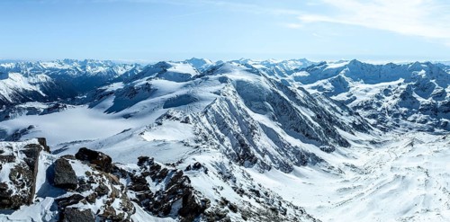 Aerial view, snowy mountain landscape, Ortler group, Trento, Italy, Europe