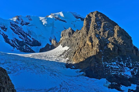Blüemlisalphorn summit above the Blüemlisalp glacier, Kandersteg, Bernese Oberland, Switzerland,
