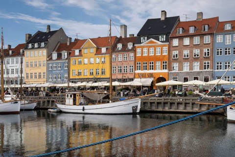 Nyhavn, in the Frederiksstaden district, harbour district with houses over 300 years old, moored