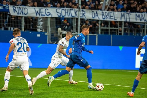 Football UEFA Europa League, 2024/25 season, matchday 2: TSG Hoffenheim v Dynamo Kiev. On the ball: