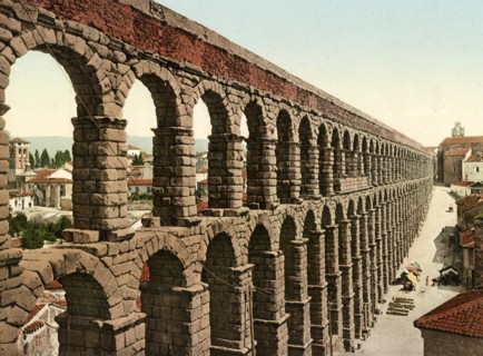 El Puente, Aqueduct of Segovia, Spain, around 1890, Historical, digitally restored reproduction