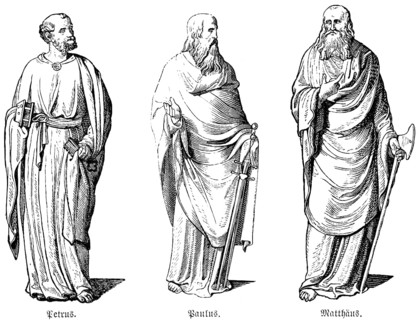 Portraits of the apostles Peter, Paul, Matthew, Bible, New Testament, Gospel of Luke, historical