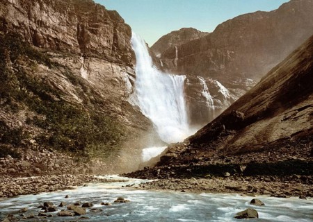 Skjeggedalsfos, Odde, Odda, Hardangerfjord, Norway, View from 1885, Historical, digitally restored