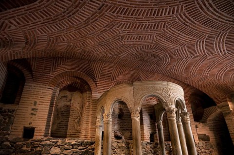 Interior view of the crypt ceiling, remains of the Roman baths, Hagios Demetrios church, also known