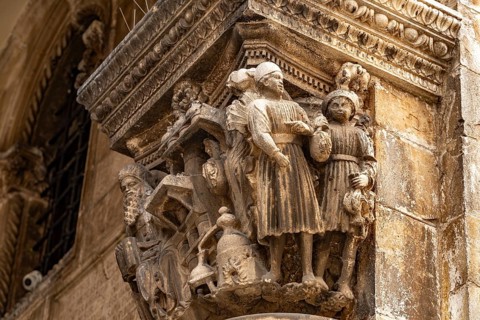 Sculptures at the Rector's Palace in Dubrovnik, Croatia, Europe