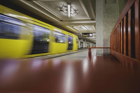The underground line 3 runs at Rüdesheimer Platz in Wilmersdorf in Berlin, 27 February 2024.