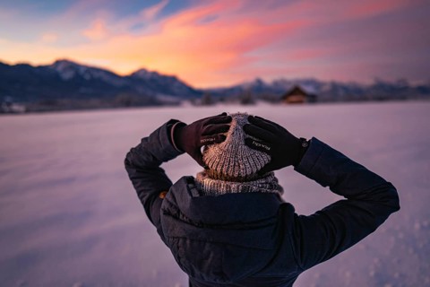 Winter landscape in the Allgäu near Halblech at sunrise