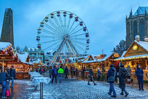 Christmas market on the cathedral square in Erfurt, Thuringia, Germany, Europe