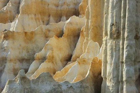 Strange rock formations created by water erosion at the Orgues d'Ille-sur-Têt in the