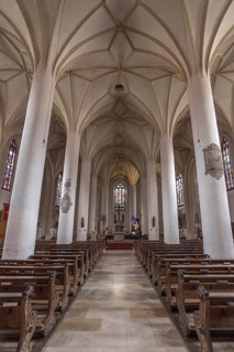 Interior of the town parish church of St. Jakob, Schrobenhausen, Upper Bavaria, Germany, Europe