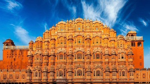 Famous Rajasthan Indian landmark, Hawa Mahal palace (Palace of the Winds), Jaipur, Rajasthan,