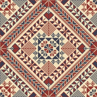 Embroidery Tatreez pattern, Palestinian fashion vector ornament