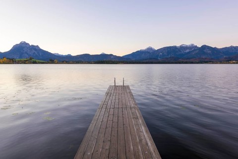 Steg am Hopfensee, Allgäu Alps, Hopfen am See, Ostallgäu, Bavaria, Germany, Europe