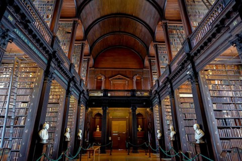 Long Room, the old library of Trinity College, University, Dublin, Republic of Ireland